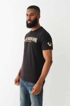 METALLIC LOGO CREW TEE