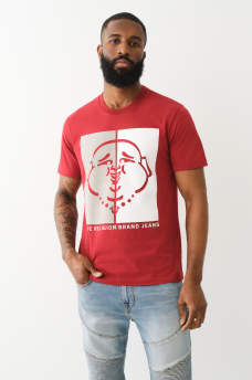 FLOCKED SPLIT BUDDHA FACE TEE, image 2