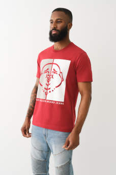 FLOCKED SPLIT BUDDHA FACE TEE, image 4