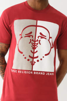 FLOCKED SPLIT BUDDHA FACE TEE, image 1