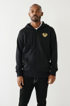 METALLIC BUDDHA LOGO ZIP HOODIE, image 3
