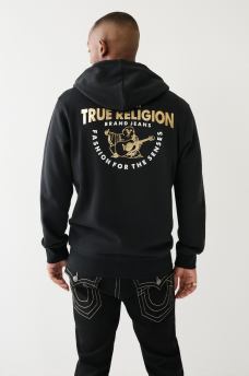 METALLIC BUDDHA LOGO ZIP HOODIE, image 4