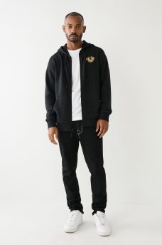 METALLIC BUDDHA LOGO ZIP HOODIE, image 5