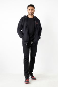 FLOCKED BUDDHA LOGO ZIP HOODIE