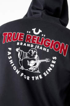 FLOCKED BUDDHA LOGO ZIP HOODIE
