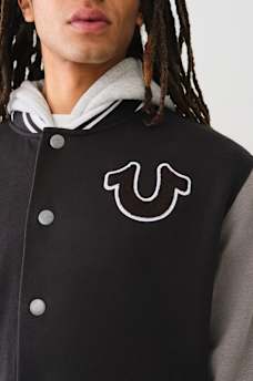 FLEECE HOODED VARSITY JACKET, image 2