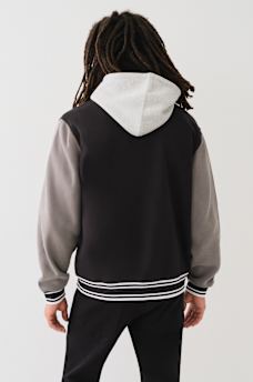 FLEECE HOODED VARSITY JACKET, image 4