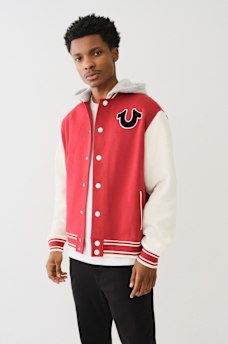 FLEECE HOODED VARSITY JACKET, image 3