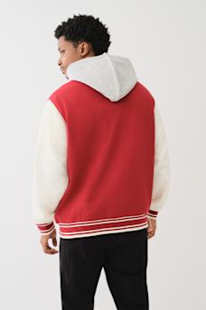 FLEECE HOODED VARSITY JACKET, image 4