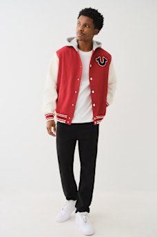 FLEECE HOODED VARSITY JACKET, image 5