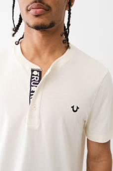 LOGO PLACKET SHORT SLEEVE HENLEY TEE, image 1