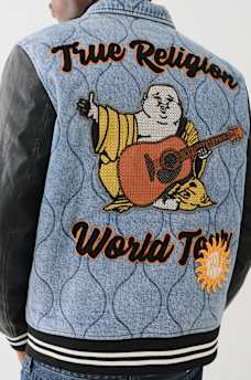 QUILTED DENIM VARSITY JACKET, image 2
