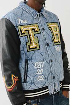 QUILTED DENIM VARSITY JACKET, image 4