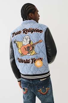 QUILTED DENIM VARSITY JACKET, image 5