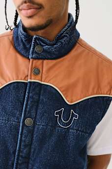 WESTERN DENIM PUFFER VEST, image 2