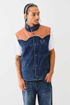 WESTERN DENIM PUFFER VEST, image 3