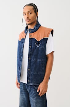 WESTERN DENIM PUFFER VEST, image 5