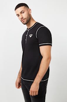 CONTRAST STITCH SLUB HENLEY TEE, image 2