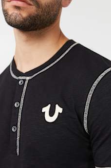 CONTRAST STITCH SLUB HENLEY TEE, image 3