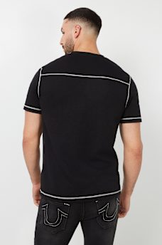 CONTRAST STITCH SLUB HENLEY TEE, image 4