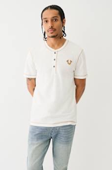 CONTRAST STITCH SLUB HENLEY TEE, image 2