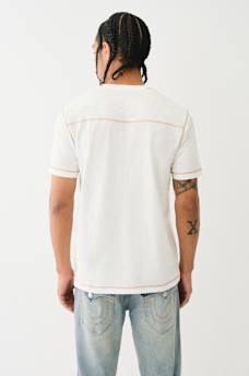 CONTRAST STITCH SLUB HENLEY TEE, image 3
