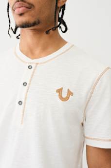 CONTRAST STITCH SLUB HENLEY TEE, image 1