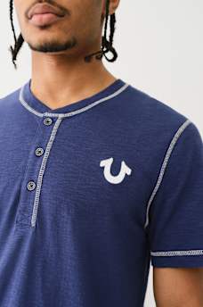 CONTRAST STITCH SLUB HENLEY TEE, image 2
