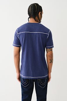 CONTRAST STITCH SLUB HENLEY TEE, image 3