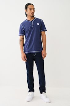 CONTRAST STITCH SLUB HENLEY TEE, image 5