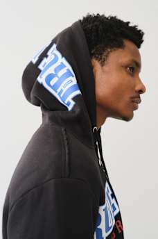 EXAGGERATED ICON RAW TRIM ZIP HOODIE, image 3