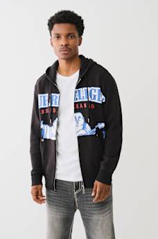 EXAGGERATED ICON RAW TRIM ZIP HOODIE, image 5