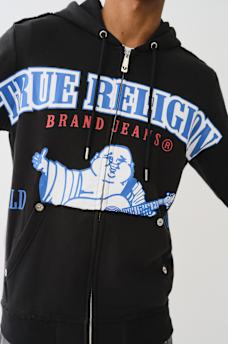 EXAGGERATED ICON RAW TRIM ZIP HOODIE, image 1