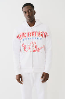 EXAGGERATED ICON RAW TRIM ZIP HOODIE, image 3