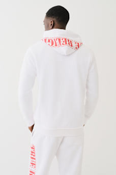 EXAGGERATED ICON RAW TRIM ZIP HOODIE, image 4