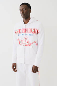 EXAGGERATED ICON RAW TRIM ZIP HOODIE, image 5