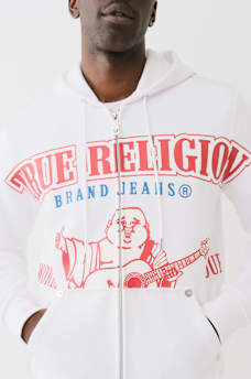 EXAGGERATED ICON RAW TRIM ZIP HOODIE, image 1
