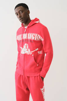 EXAGGERATED ICON RAW TRIM ZIP HOODIE, image 2