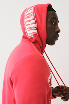 EXAGGERATED ICON RAW TRIM ZIP HOODIE, image 3