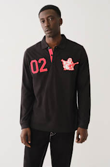 BUDDHA APPLIQUE RUGBY POLO SHIRT, image 1