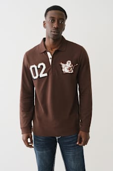 BUDDHA APPLIQUE RUGBY POLO SHIRT, image 1