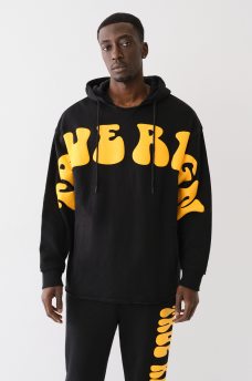 PUFF PRINT RAW HEM HOODIE, image 2
