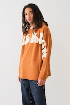 PUFF PRINT RAW HEM HOODIE, image 3