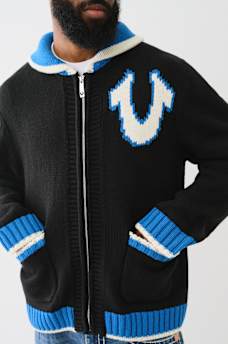 LOGO CHUNKY KNIT ZIP CARDIGAN