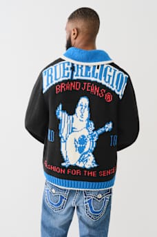 LOGO CHUNKY KNIT ZIP CARDIGAN