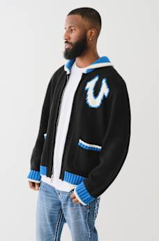 LOGO CHUNKY KNIT ZIP CARDIGAN
