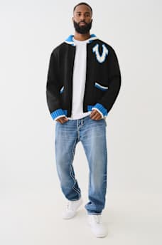 LOGO CHUNKY KNIT ZIP CARDIGAN