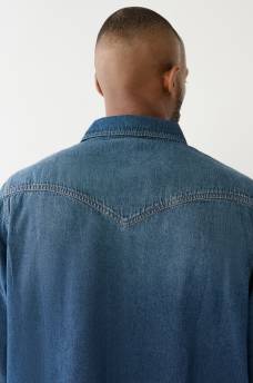 SINGLE NEEDLE WESTERN DENIM SHIRT , image 3