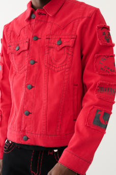 JIMMY FRAYED PATCH DENIM JACKET, image 1