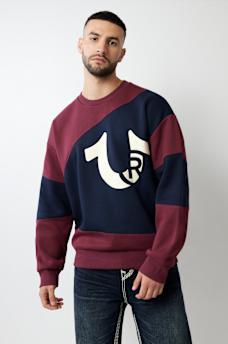 PUFF PRINT HORSESHOE COLORBLOCK SWEATER